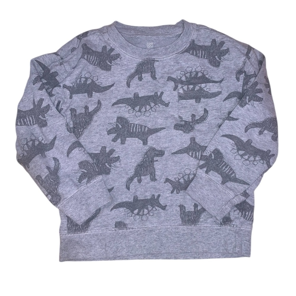 Carters 4T Gray Dinosaur Long Sleeve Pajama Sweat Shirt